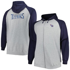Tennessee Titans Big & Tall Fleece Raglan Full-Zip Hoodie Jacket | NFL Outlet