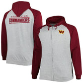 Washington Commanders Big & Tall Fleece Raglan Full-Zip Hoodie Jacket | NFL Online