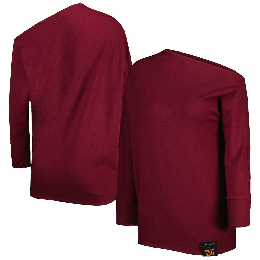 Washington Commanders KIYA TOMLIN Women's Twisted Tri-Blend Asymmetrical 3/4-Dolman Sleeve Sweatshirt | NFL Hot