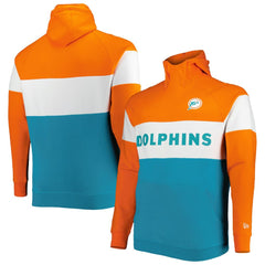 Miami Dolphins Big & Tall Throwback Colorblock Raglan Pullover Hoodie | NFL US