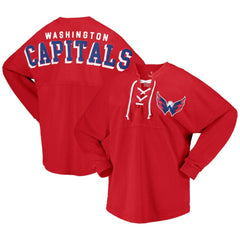 Washington Capitals Fanatics Women's Spirit Lace-Up V-Neck Long Sleeve Jersey T-Shirt - NHL T-shirts