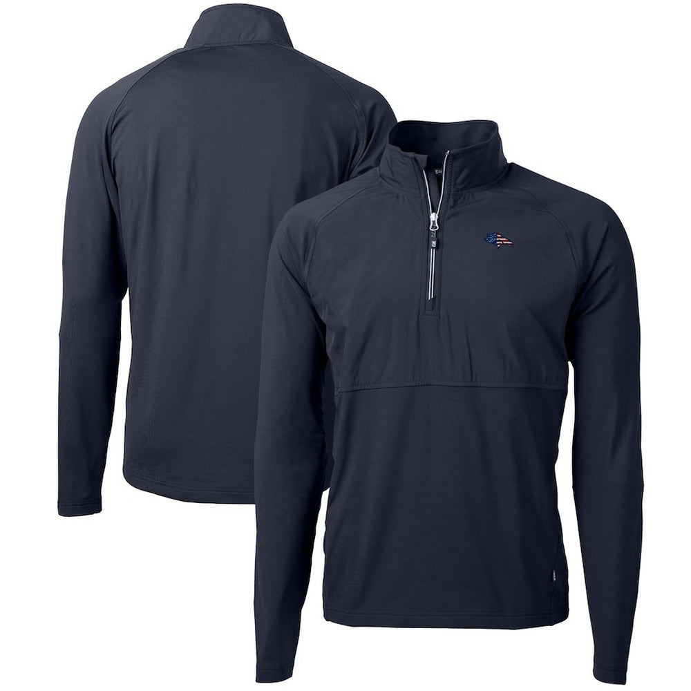 Denver Broncos Cutter & Buck Adapt Eco Knit Hybrid Recycled Quarter-Zip Pullover Top | NFL Discount