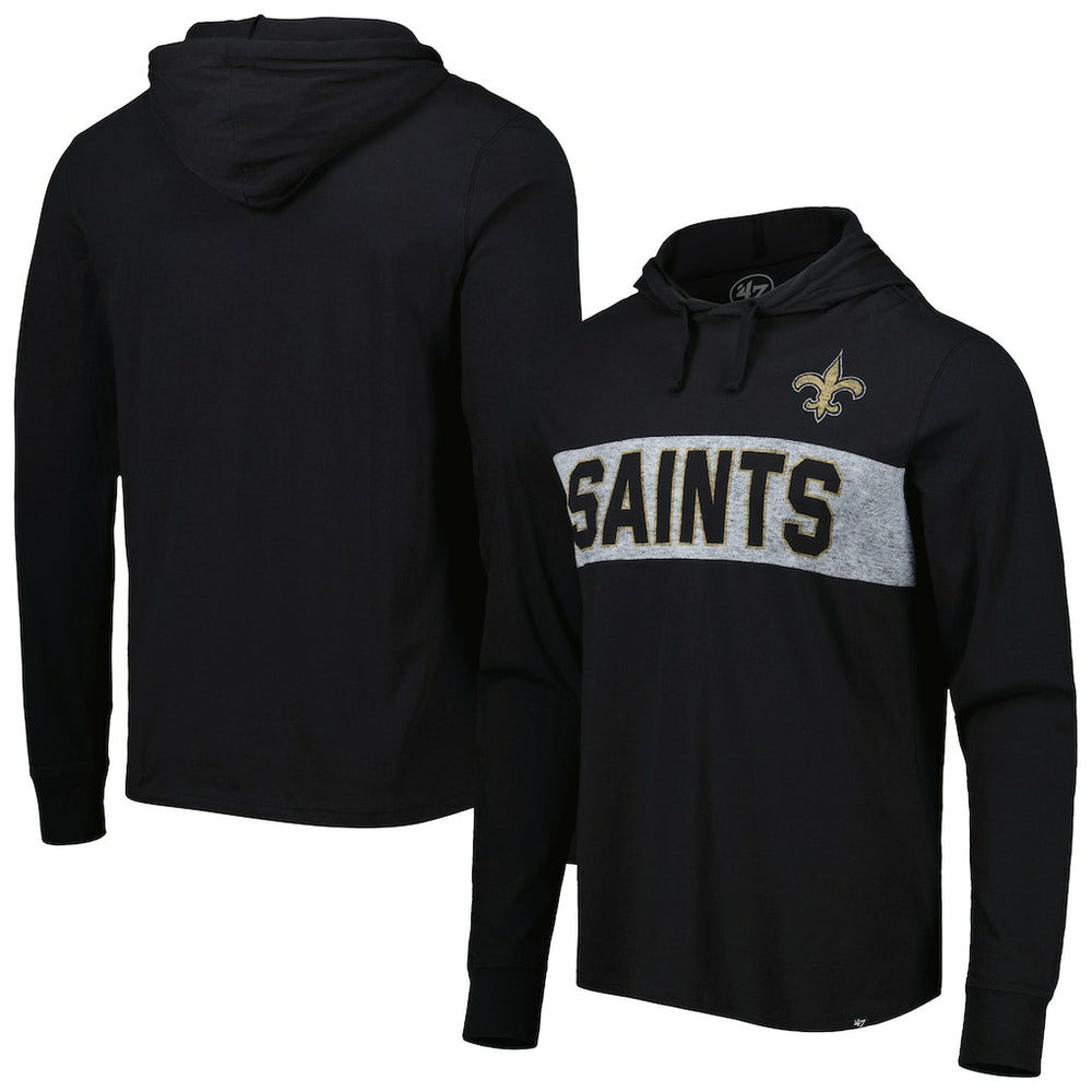 New Orleans Saints '47 Field Franklin Hooded Long Sleeve T-Shirt | NFL Discount