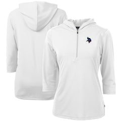 Minnesota Vikings Cutter & Buck Women's Virtue Eco Pique 3/4 Sleeve Half-Zip Pullover Hoodie | NFL US