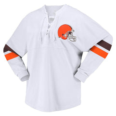Cleveland Browns Women's Spirit Jersey Lace-Up V-Neck Long Sleeve T-Shirt | NFL Outlet