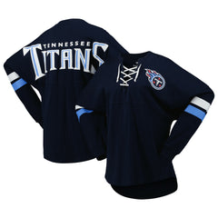 Tennessee Titans Women's Spirit Jersey Lace-Up V-Neck Long Sleeve T-Shirt | NFL New