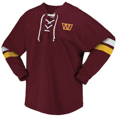 Washington Commanders Women's Spirit Jersey Lace-Up V-Neck Long Sleeve T-Shirt | NFL Discount