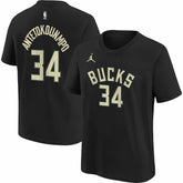 Black Giannis Antetokounmpo Milwaukee Bucks Jordan Brand Youth Statement Edition Name & Number Player T-Shirt | NBA
