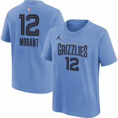 Light Blue Ja Morant Memphis Grizzlies Jordan Brand Youth Statement Edition Name & Number Player T-Shirt | NBA
