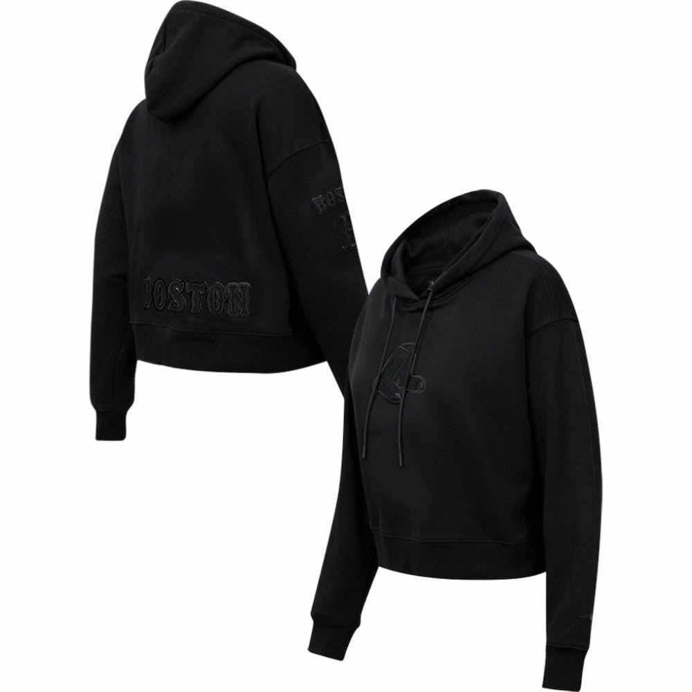 Boston Red Sox Pro Standard Women's Triple Black Cropped Pullover Hoodie - MLB Hoodies