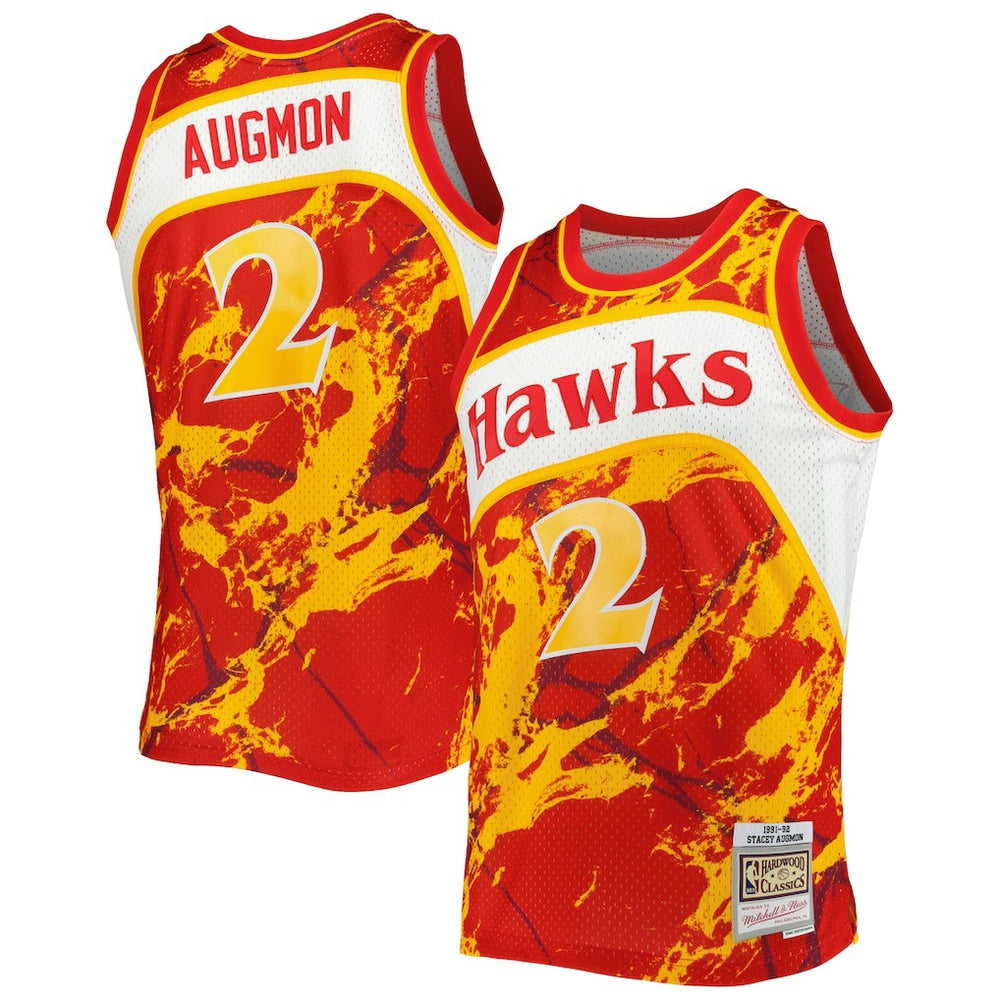 Red Stacey Augmon Atlanta Hawks 1991/92 Hardwood Classics Marble Swingman Jersey | NBA