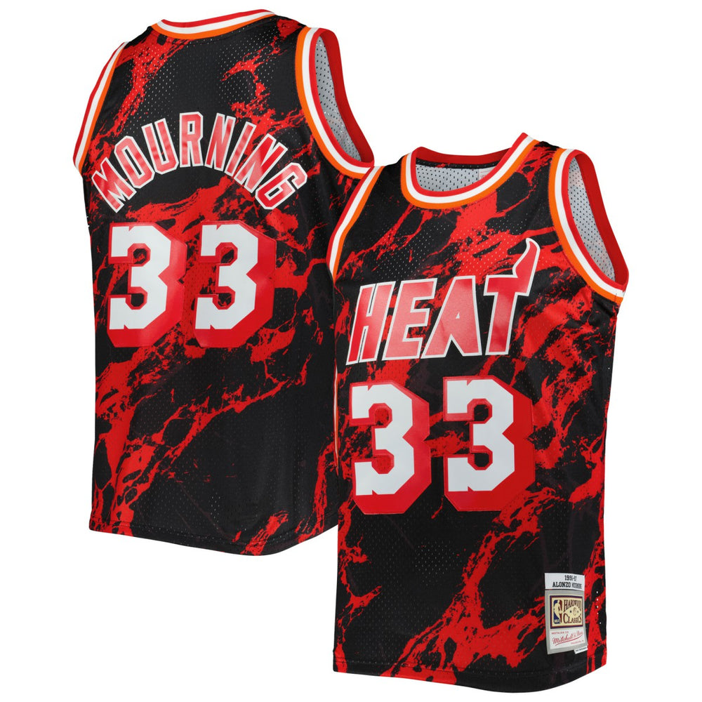 Black Alonzo Mourning Miami Heat 1996/97 Hardwood Classics Marble Swingman Jersey | NBA