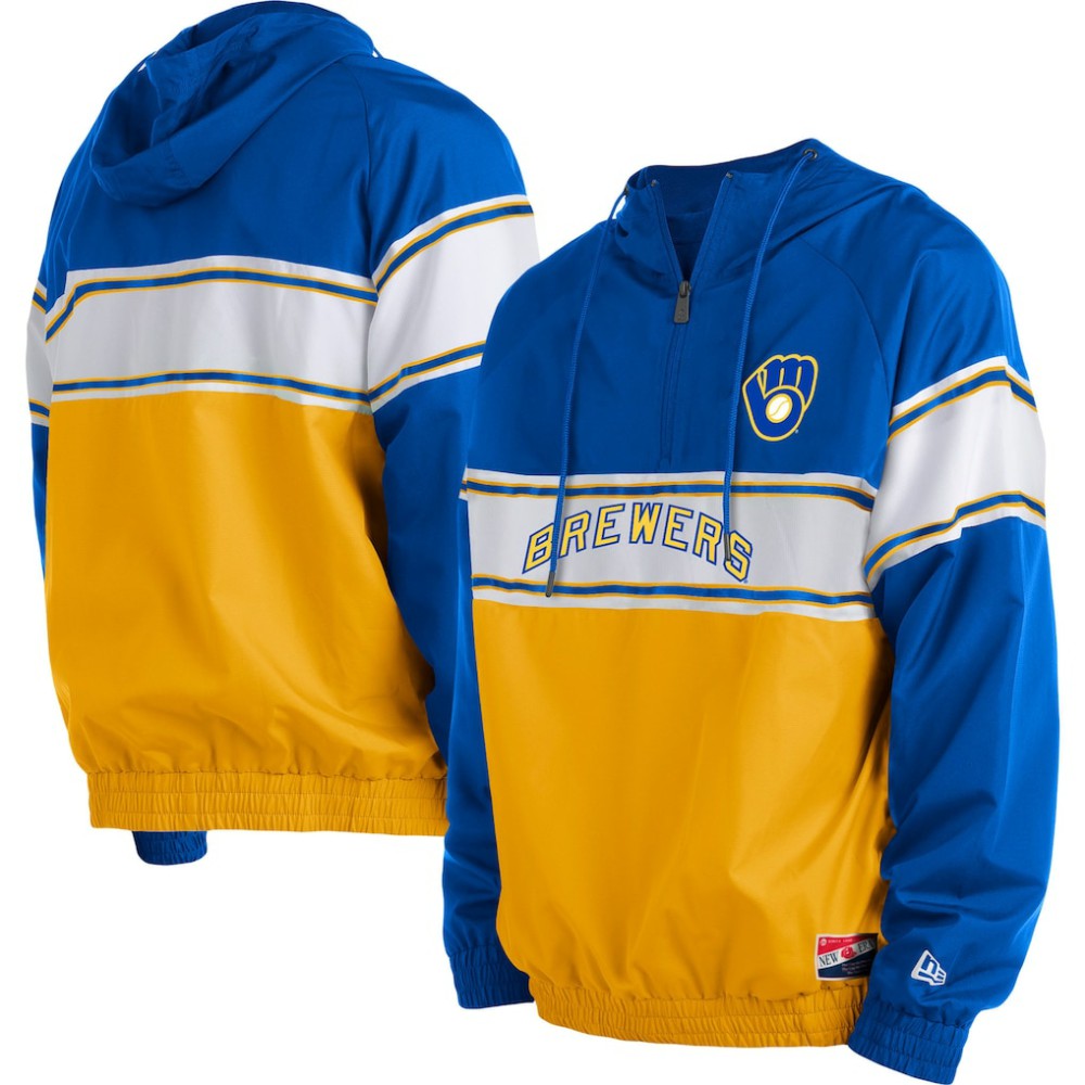 Milwaukee Brewers New Era Ripstop Raglan Quarter-Zip Hoodie - MLB Hoodies