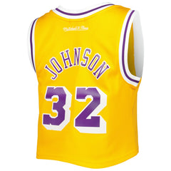 Gold Magic Johnson Los Angeles Lakers Women's 1984 Hardwood Classics Crop Player Tank Top | NBA