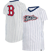 Boston Red Sox New Era Girls Youth Pinstripe V-Neck T-Shirt - MLB T-shirts
