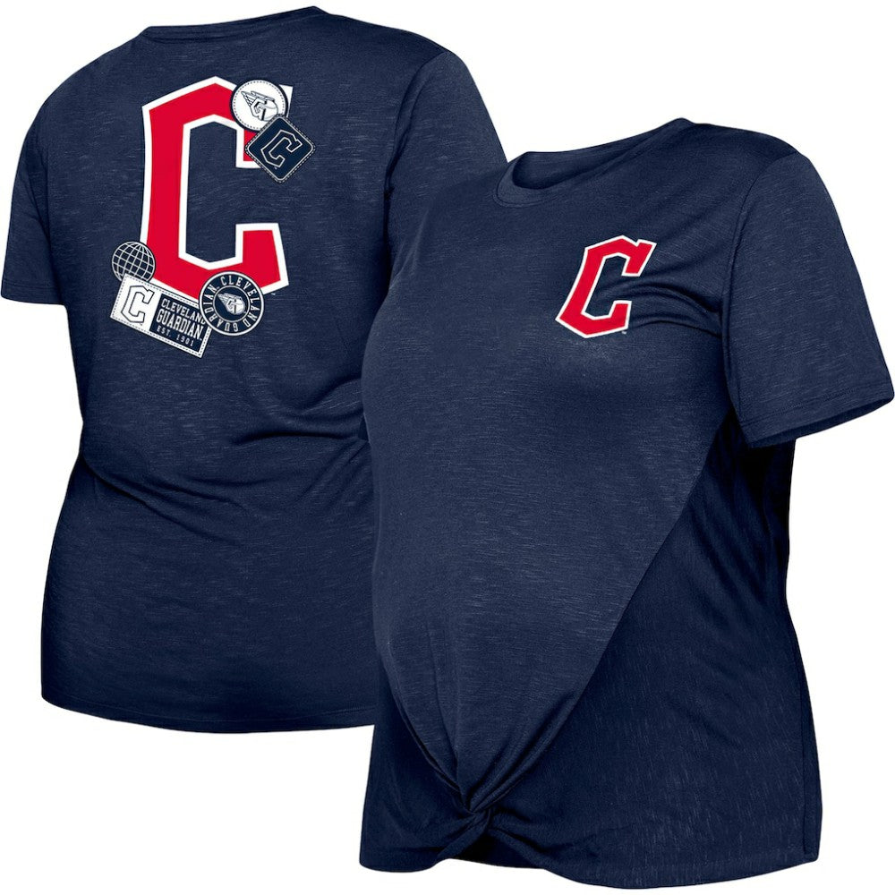 Cleveland Guardians New Era Women's Plus Size Two-Hit Front Knot T-Shirt - MLB T-shirts