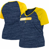 Milwaukee Brewers New Era Women's Plus Size Space Dye Raglan V-Neck T-Shirt - MLB T-shirts