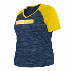 Milwaukee Brewers New Era Women's Plus Size Space Dye Raglan V-Neck T-Shirt - MLB T-shirts