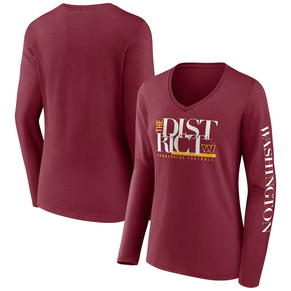 Washington Commanders Women's Hometown Sweep Long Sleeve V-Neck T-Shirt | NFL Discount