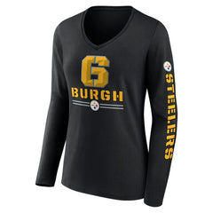 Pittsburgh Steelers Women's Hometown Sweep Long Sleeve V-Neck T-Shirt | NFL Discount