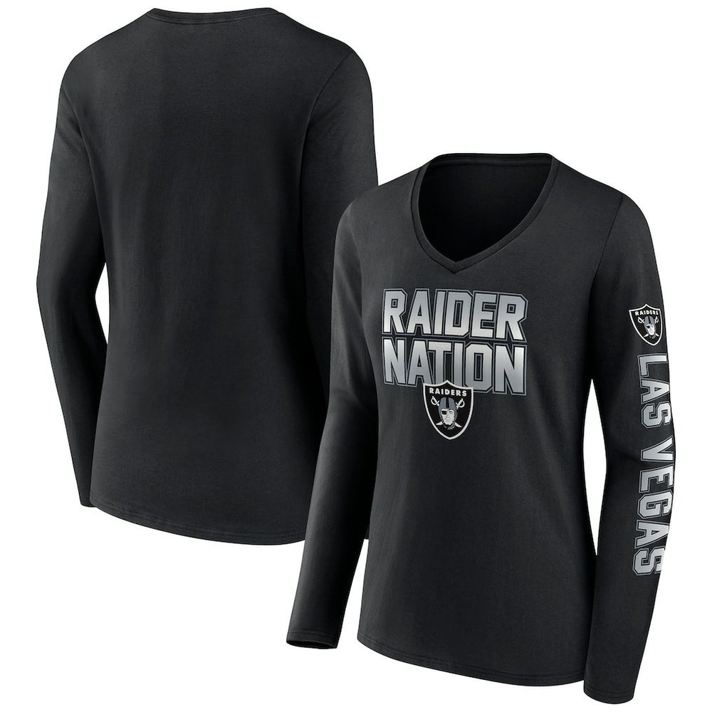 Las Vegas Raiders Women's Hometown Sweep Long Sleeve V-Neck T-Shirt | NFL Discount