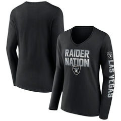 Las Vegas Raiders Women's Hometown Sweep Long Sleeve V-Neck T-Shirt | NFL Discount