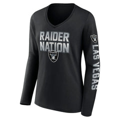 Las Vegas Raiders Women's Hometown Sweep Long Sleeve V-Neck T-Shirt | NFL Discount