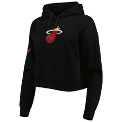 Black Miami Heat Pro Standard Women's Classic Fleece Cropped Pullover Hoodie | NBA