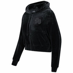 Philadelphia 76ers Pro Standard Women's Triple Black Velour Full-Zip Hoodie discount | NBA