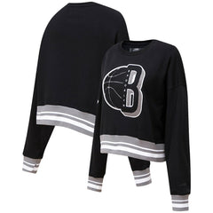Black Brooklyn Nets Pro Standard Women's Mash Up Pullover Sweatshirt | NBA