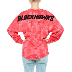 Chicago Blackhawks Fanatics Women's Crystal-Dye Long Sleeve T-Shirt - NHL T-shirts