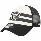 Las Vegas Raiders Team Stripe Trucker 9FORTY Snapback Hat | NFL Hot