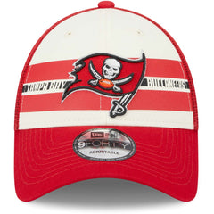 Tampa Bay Buccaneers Team Stripe Trucker 9FORTY Snapback Hat | NFL Outlet