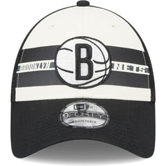 Black Brooklyn Nets Stripes 9FORTY Trucker Snapback Hat | NBA