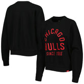 Black Chicago Bulls Sportiqe Women's Ashlyn Brava Raglan Pullover Sweatshirt | NBA