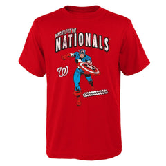 Washington Nationals Youth Team Captain America Marvel T-Shirt - MLB T-shirts
