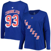 New York Rangers Profile Women's Plus Size Distressed Printed Name & Number Long Sleeve T-Shirt - NHL T-shirts
