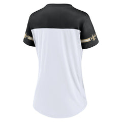 New Orleans Saints Women's Dueling Slant V-Neck Lace-Up T-Shirt | NFL Hot