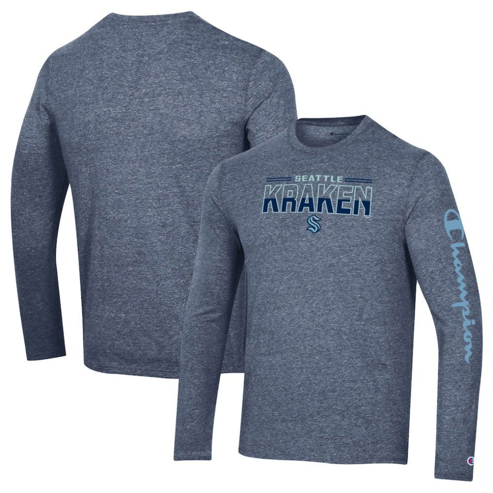 Seattle Kraken Champion Tri-Blend Long Sleeve T-Shirt - NHL T-shirts