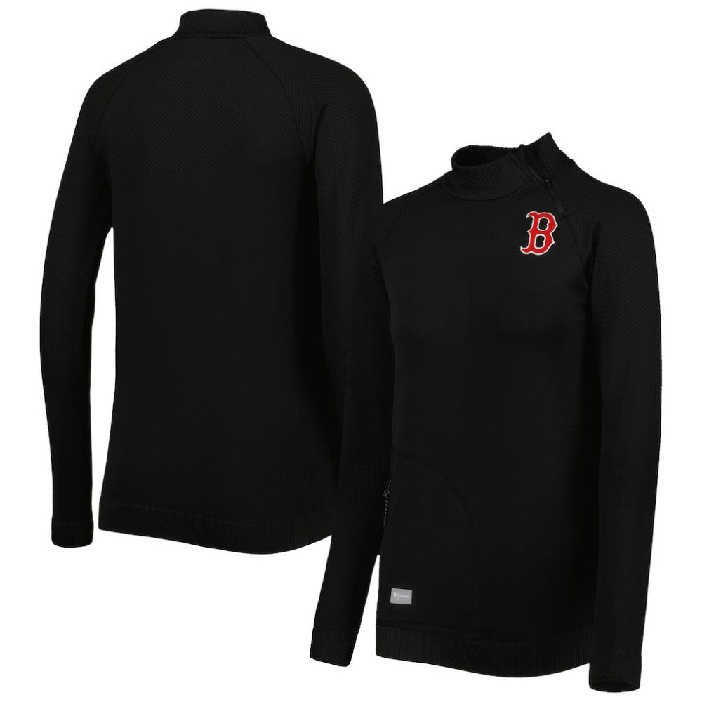 Boston Red Sox Levelwear Women's Verse Asymmetrical Raglan Tri-Blend Quarter-Zip Jacket - MLB Jackets