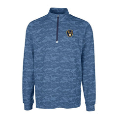 Milwaukee Brewers Cutter & Buck Big & Tall Traverse Camo Print Stretch Quarter-Zip Pullover Top - MLB Pullover