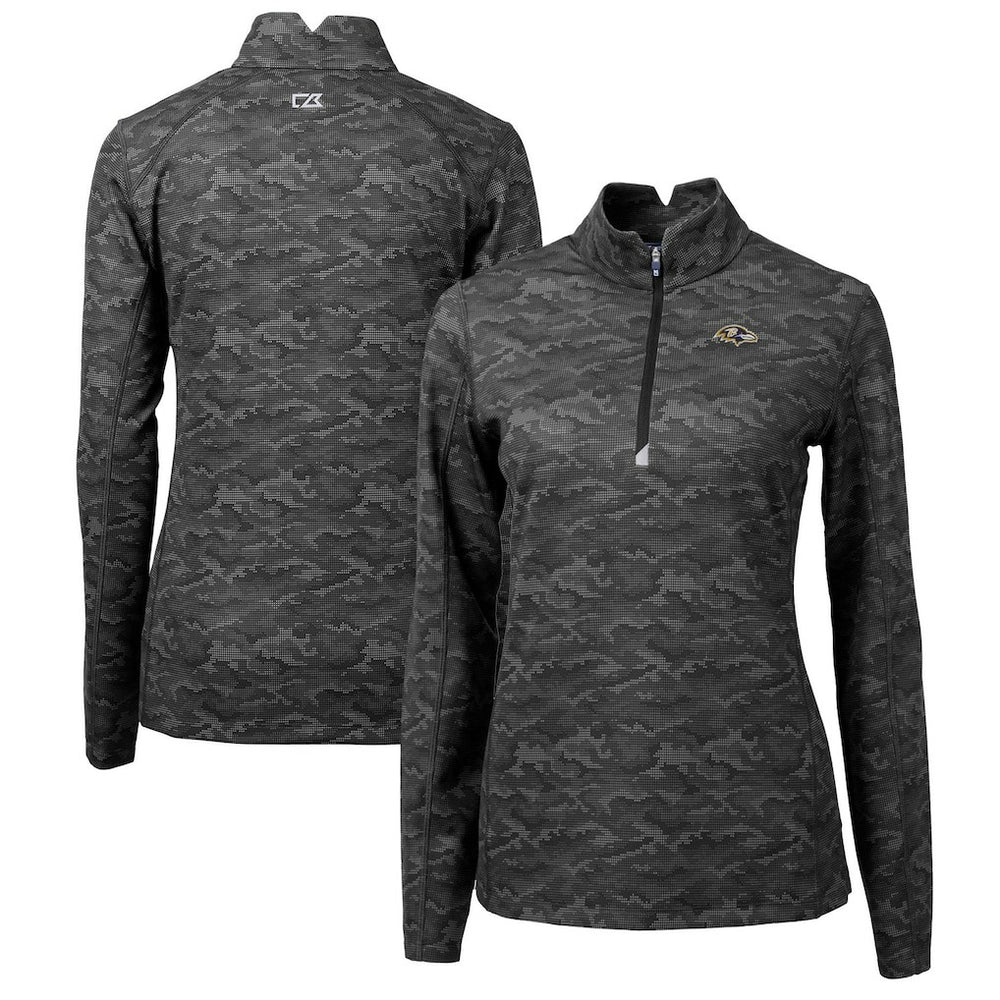 Baltimore Ravens Cutter & Buck Women's Traverse Camo Print Stretch Quarter-Zip Pullover Top | NFL US