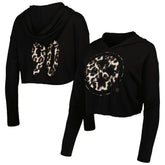 Pittsburgh Steelers T.J. Watt Majestic Threads Women's Leopard Player Name & Number Long Sleeve Cropped Hoodie | NFL Sale