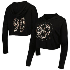 Pittsburgh Steelers T.J. Watt Majestic Threads Women's Leopard Player Name & Number Long Sleeve Cropped Hoodie | NFL Sale