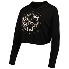 Pittsburgh Steelers T.J. Watt Majestic Threads Women's Leopard Player Name & Number Long Sleeve Cropped Hoodie | NFL Sale