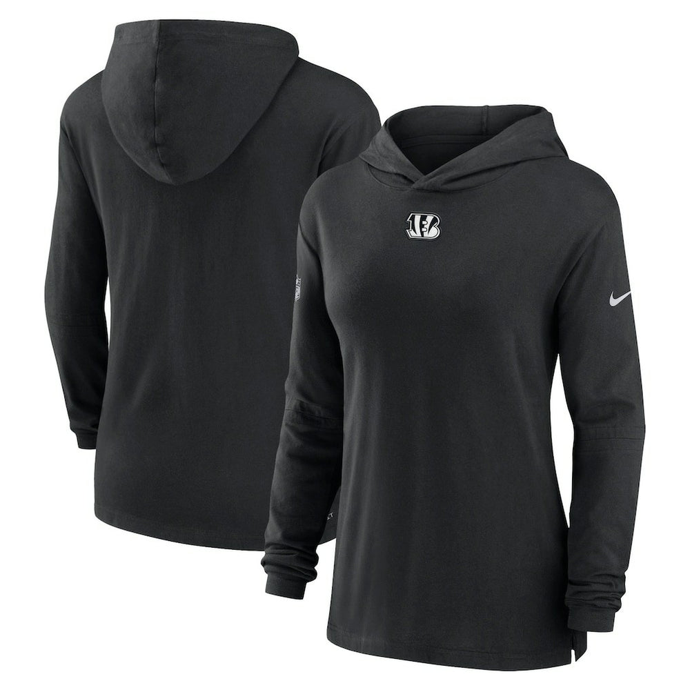 Cincinnati Bengals Women's Sideline Performance Long Sleeve Hoodie T-Shirt | NFL Sale