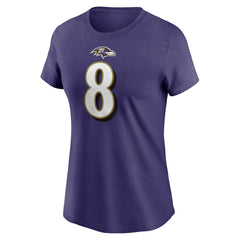 Baltimore Ravens Lamar Jackson Women's Player Name & Number T-Shirt | NFL Sale