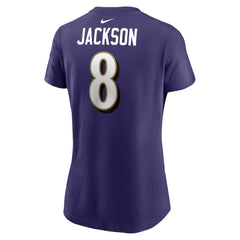 Baltimore Ravens Lamar Jackson Women's Player Name & Number T-Shirt | NFL Sale