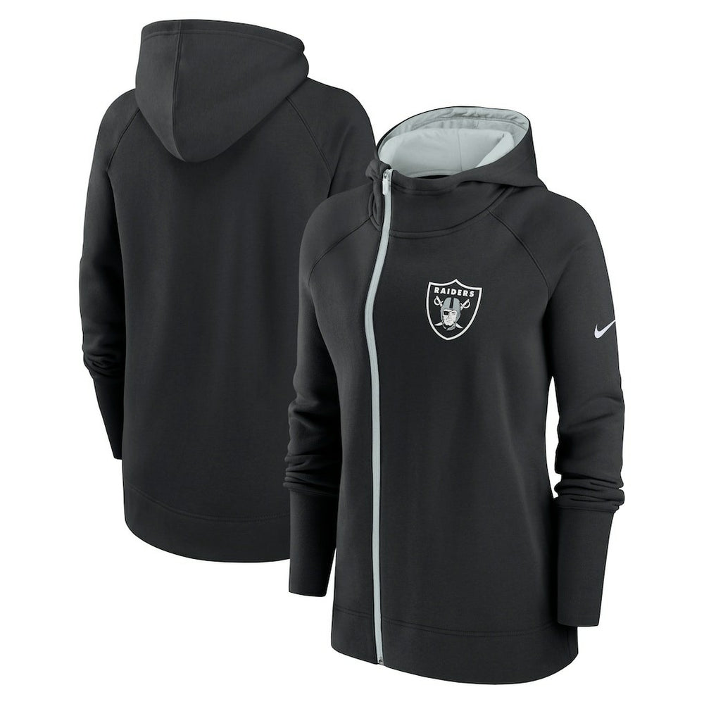 Las Vegas Raiders Women's Asymmetrical Raglan Full-Zip Hoodie | NFL Discount