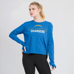 Los Angeles Chargers Women's Modest Crop Performance Long Sleeve T-Shirt | NFL Discount